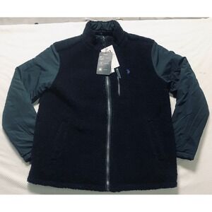 U.S. Polo‎ Assn Fleece Jacket Full Zip Padded Sleeves Mens Size L C-Measurements